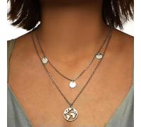 Fashion Women Chain Necklace Jewelry Hollow Earth Map Sequins Simple-