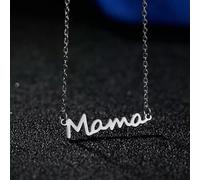 Fashion Women Chain Retro Necklace 3D Classic Love Mama Letter Gift Pendant 0987-Silver