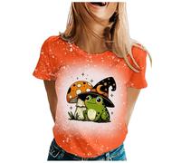 Fashion Women Crew Neck Creative Print Halloween Short Sleeve T-Shirts Ideal for Casual Occasions, khaki, L
