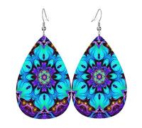Fashion Women Earring Mandala Evil Eyes Greek Teardrop Leather Earrings Novelty Leather Teardrop Earrings For Decorations Party Anniversary