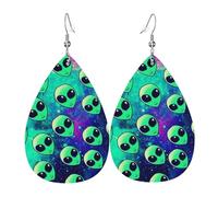 Fashion Women Earring Rainbow Splatter Space Alien Third Eye Leather Earrings Lightweight Drop Leather Earrings For Decorations Ladies Mother’S Day
