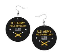Fashion Women Earring US Army Field Artillery Teardrop Leather Earrings Lightweight Earring for Party Ladies Mother’s Day