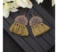 Fashion Women Earrings Long Tassel Fringe Drop Dangle Ear Stud lry-Green