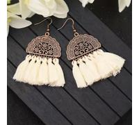 Fashion Women Earrings Long Tassel Fringe Drop Dangle Ear Stud lry-White