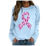 Fashion Women Hooded Sweatshirt for Awareness Campaign Casual Style Breast Cancer Awareness Month Print Comfortable and Stylish Fashion for Women Ladies Sweatshirt Without With, blue, S