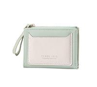 Fashion Women ID Short Wallet Solid Color Bag Zipper Purse Multiple Card Slots Clutch Bag Designer Wallets for Men Leather (Green, One Size)