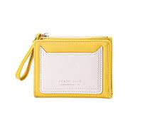Fashion Women ID Short Wallet Solid Color Bag Zipper Purse Multiple Card Slots Clutch Bag Designer Wallets for Men Leather (Yellow, One Size)