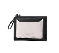 Fashion Women ID Short Wallet Solid Color Bag Zipper Purse Multiple Card Slots Clutch Bag Designer Wallets for Men Leather (Black, One Size)