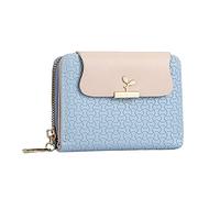 Fashion Women ID Short Wallet Solid Color Bag Zipper Purse Multiple Card Slots Clutch Bag The before Christmas Wallets for Women (Blue, One Size)