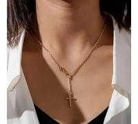 Fashion Women Jewelry Necklace Retro Infinity Cross Interlock Y-Drop 0635-