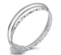 Fashion Women Jewelry Solid 925 Sterling Silver Bangle Bracelet Gift