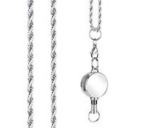 Fashion Women Lanyards Neck Strap Stainless Steel Chain Necklace + Retractable Badge Holder Reel for Keys ID Holder Office
