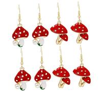 Fashion Women Mushroom 4 Sets of Dangle Drop Earrings Unique Design Present for Female Friends