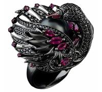 Fashion Women Pearl Retro Classic Ring Jewelry Rings Teens (Black, D)