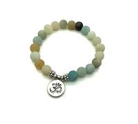 Fashion Women`s Bracelet Matte Frosted Beads with Lotus OM Buddha Charm Yoga Bracelet Necklace