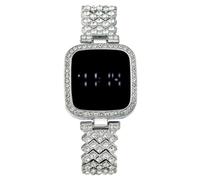 Fashion Women Square LED Touch Screen Electronic Watch Luminous Ice Flower Stainless Steel Wrist Watch, West