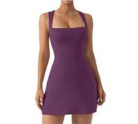 Fashion Women UK Ladies Jersey Long Summer Vest Racer Muscle Back Mini Dress Wide Strap Slit Velvet Bodycon Party Tank Dress Sqaure Neck Short Dresses Elegant Bodycon Dress Sleeveless Clearance