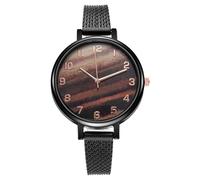 Fashion Women Watch 36mm Digital Scale Round Analog Quartz Watch with Waterproof Mesh Strap for Comfortable Wrist, brown