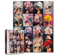 Fashion Women's Head Flower Puzzles Graffiti Girls Art 1000 Pieces for Adults Jigsaw Challenging Puzzle Perfect for Game Nights DIY Home Wall Decor Gifts