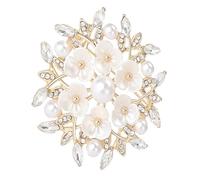 Fashion Women's Pearl Flower Brooch with Golden or Silver Tone Finish Give All Ensembles Elegant Gold Brooch Elegant, one size, As described