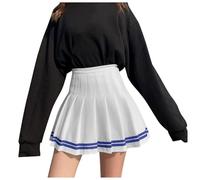 Fashion Women's Plaid Pleated A Line Skirt Burnout High Waist Short Skirt, blue, XL