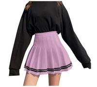 Fashion Women's Plaid Pleated A Line Skirt Burnout High Waist Short Skirt, pink, L