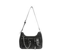 Fashion Women's Punk Shoulder Bag - Y2K Punk Style Handbag Black Hobo Bag with Chain for Party & Daily Use (Black)