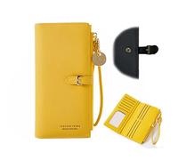 Fashion Womens RFID Purse Ladies Clutch Bag Large Capacity Wristlet Wallet Case with 9 Credit Card Clots, One Photo Slot, 3 Full Length Bill Compartments and 1 Mobile Phone Case.(Yellow)