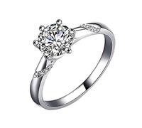 Fashion Women's Ring Zircon Engagement Wedding Ring Pray on It Pray over It Pray through It Ring (Silver, 9)