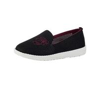 Fashion Women's Shallow Mouth Athletic Casual Shoes Large Size Round Toe Ladies Casual Shoes Slip On Trainers (Black, 42)