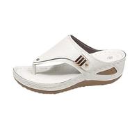 Fashion Women's Summer Sandals Stylish Hollow Out Design Thick Sole Flip Flops with Closed Toe for Ultimate Comfort (White, 7)