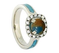 Fashion Women's Turquoise Ring Zirconia Diamond Ring Engagement Wedding Ring Rib Ring (Green, 10)