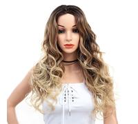 Fashion Women's Wigs Brown Gradient Color Big Wave Long Curly Hair Party Wig Head Covers
