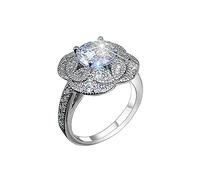 Fashion Women's Zirconia Bling Diamond Retro Ring Engagement Wedding Ring Adjustable Toothless Couple Rings (Silver, 10)