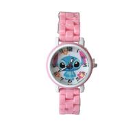 FASHION YO Analogue Quartz Watch with Ceramics Strap Bracelet Girls Boys Toddler Watches Gifts for Kids Birthday Gifts (Stch Pink)