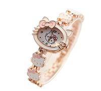 FASHION YO Analogue Quartz Watch with Stainless Steel Strap Bracelet Cats Girls Toddler Watches Gifts for Kids Birthday Gifts (White Cat)