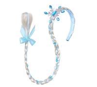 FASHION YO Kids Girls Toddlers Blue Elsa Ponytail Hair Extension Party Hair clips Snowflake Crown Headband Hairband Costume Dress up Braided Wigs (Elsa Snowflake Headband)