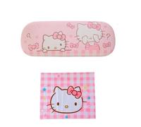 FASHION YO Lovely cat Cartoon Hard Shell Eyeglasses Cases Girl Protective Case Storage Box With Glasses Cloth for Teen PU leather eyegalss case (Cat)