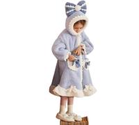 FASHION YO Snow White Elsa Princess Winter Bow Oversized Blanket Hoodie Kids, Girls, Super Soft Warm Fleece Sweatshirt With Pocket for Children Teens, Long Sleeves (fleece fabric, Blue Bow)