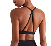 Fashion Yoga Bra Tops for Women Girl Sports Bra Women's Solid Color Strap Yoga Sports Fitness Sling Yoga Tank Padded Yoga Bras (Black, S)
