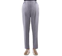 FASHION YOU WANT Women's senior trousers, slip trousers with elastic band, short size, ideal for granny in need of care, easy to put on and super easy to clean, grey mixed, 12-14