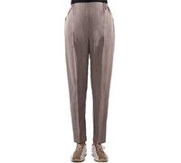 FASHION YOU WANT Women's senior trousers, slip trousers with elastic band, short size, ideal for granny in need of care, easy to put on and super easy to clean, Light brown mottled, 12-14