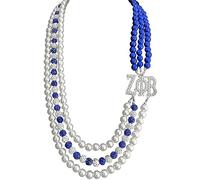 Fashion ZETA P BETA sorority society ZPB metal letter label multi-layer simulation pearl necklace(rhinestone)