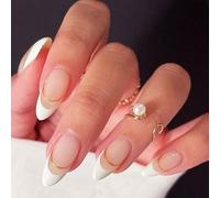 Fashionable 24 Piece Almond Nail Set for Sticking Milky French False Nails for Pressing On Nails for Trendy Manicure