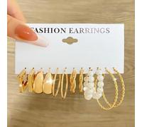 Fashionable 6 Piece Earring Set in Metal Featuring Chic Geometric Square and Styles (1)
