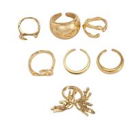 Fashionable 7pcs Liquid Lavaed Butterfly Rings Set Portable Accessory For Parties Supplies And Casual Stylish Outfits Liquid Metal Rings