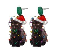 Fashionable Acrylic Pendant Earrings with Tassels and Christmas Motif, Suitable for Christmas Parties and Daily Use, one size, As described