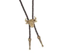 Fashionable Adjustable Frontier Tie Metal Cattle Head Charm For Modern Styling Photo Props Adjustable PU Leather Cord Jewelry