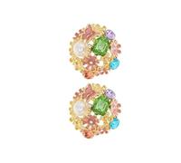Fashionable Alloy Flower Studs Earrings With Rhinestones Lightweight And Comfortable Ear Accessory For Everyday Wear Fashion Forward Statement Earrings