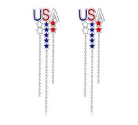 Fashionable Americans Flag Earrings Star and Long Tassels Designs Accessories Holidays Celebration Accessory Star Decoration Earrings
